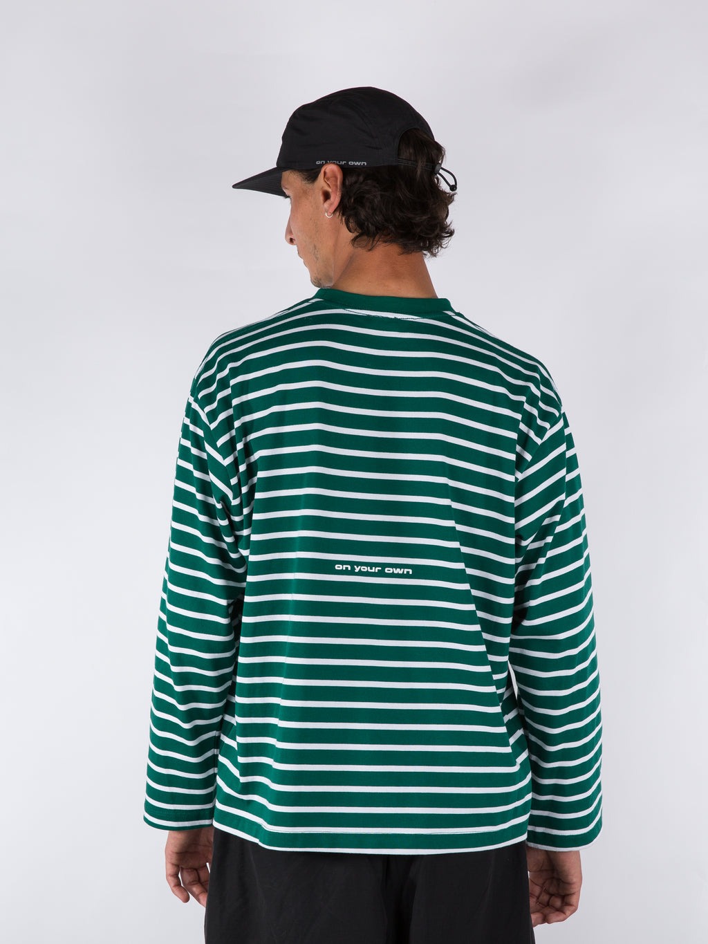 MENS STRIPED LONGSLEEVE - GREEN/WHITE