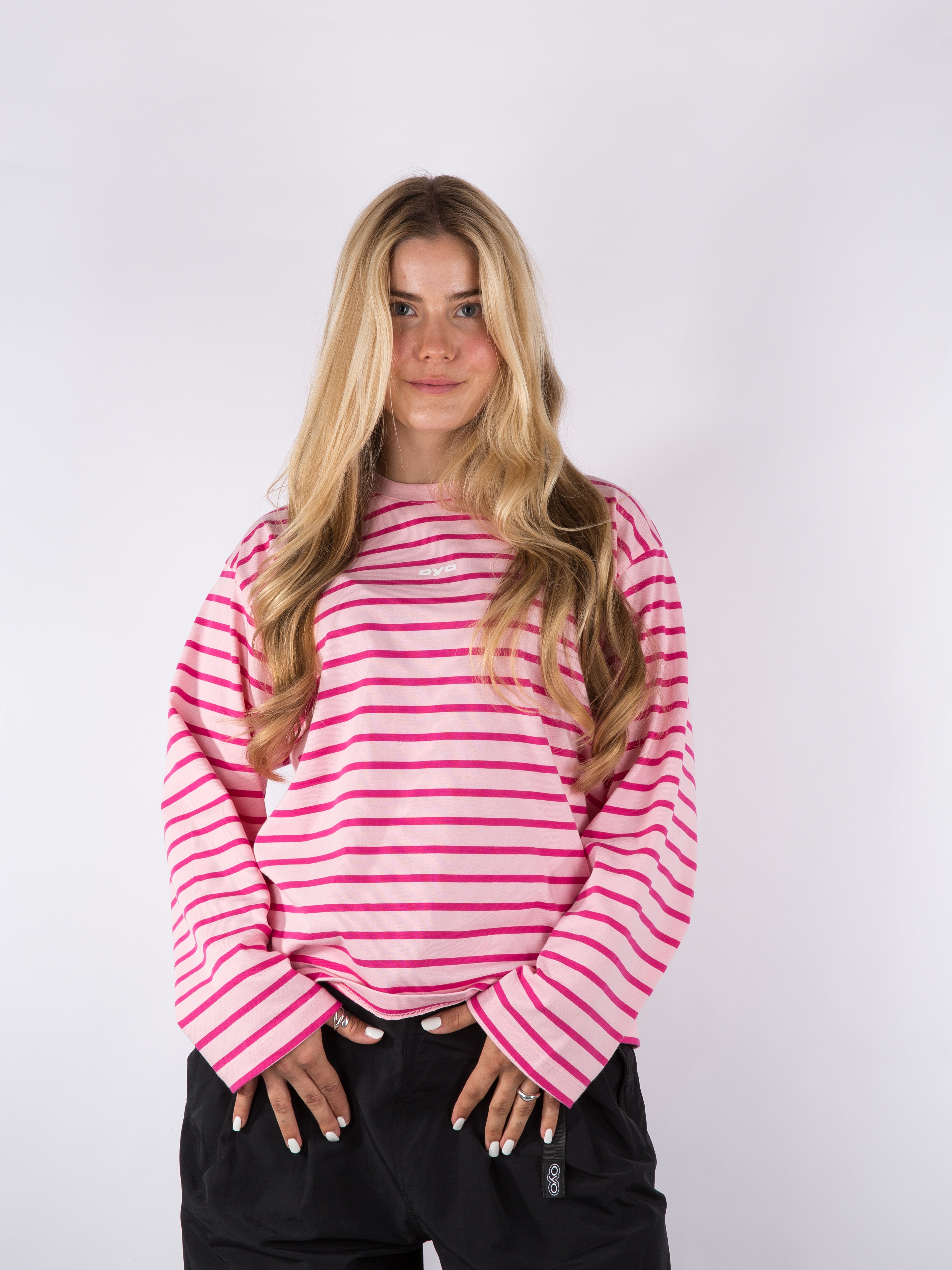 WOMENS STRIPED LONGSLEEVE - CHERRY BLOSSOM/PINK