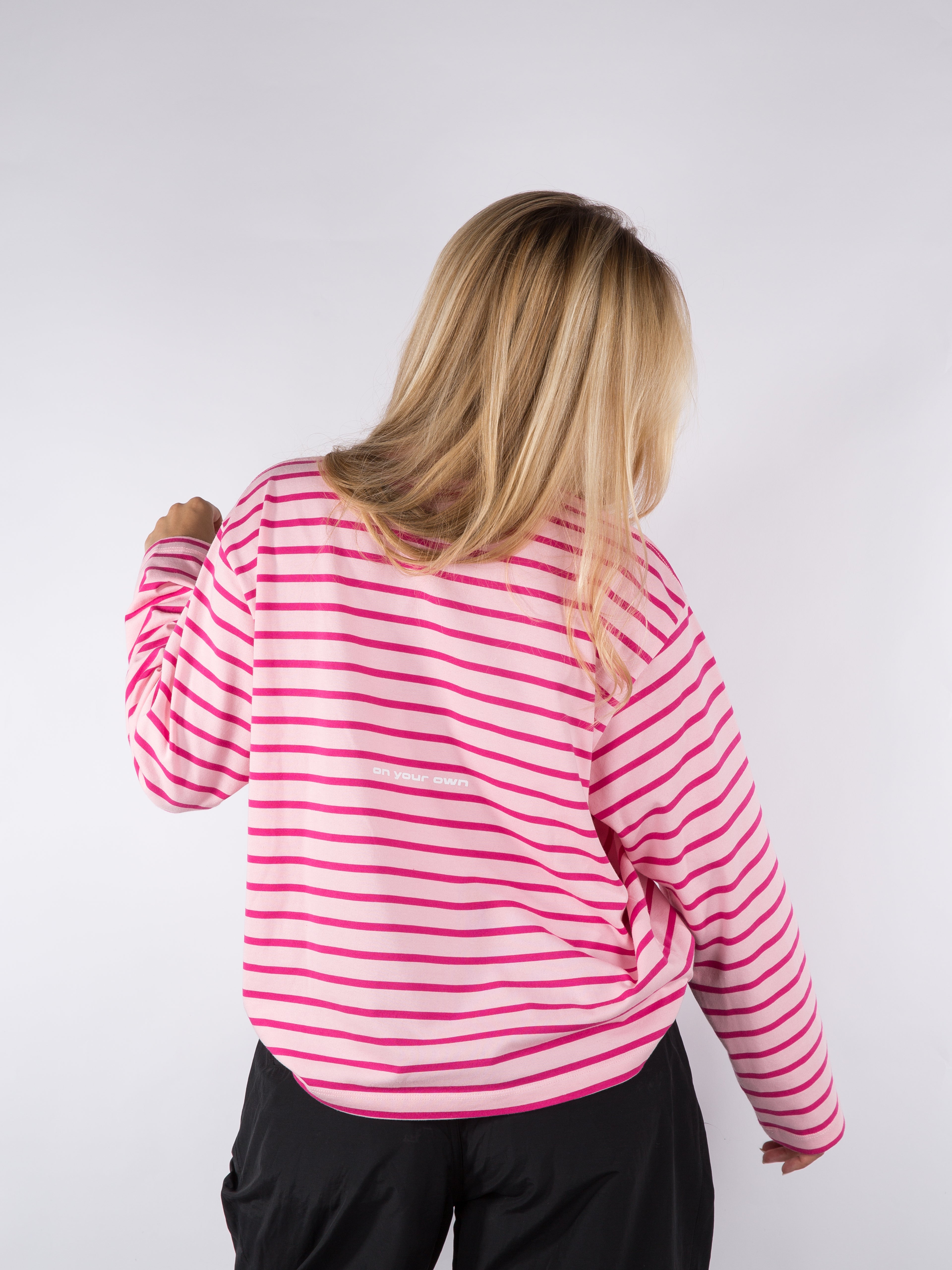 WOMENS STRIPED LONGSLEEVE - CHERRY BLOSSOM/PINK